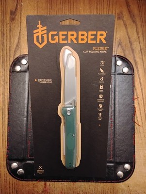 Gerber Pledge Folding Knife 3.7'' 7CR17MOV  S.S. Blade GRN Handle 2.9 OZ 