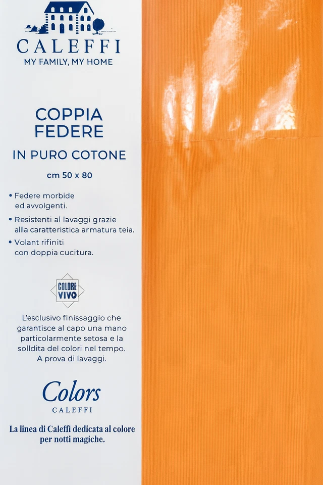 Cotone Tinta Unita Coppia Federe per cuscino Standard Letto CALEFFI - Immagine 2 di 2