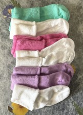Gildan Girls Toddler Cuffed Cotton Socks Size 3-8.5 Five Pairs
