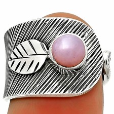 Adjustable - Pink Opal - Australia 925 Sterling Silver Ring s.6 Jewelry R-1319