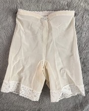 Vintage 1950s 50s High Waist Ivory Girdle Shaper Shape-wear Lace Trim Shorts