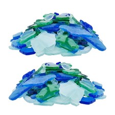 4 Lbs /64 Oz Frosted Blue Green Clear Mix Sea Glass Crushed Seaglass Pieces V...