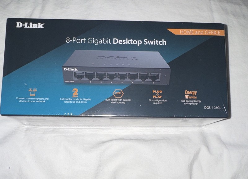 D-Link DGS-108GL 8-Port Gigabit Desktop Switch RJ-45 1Gbps