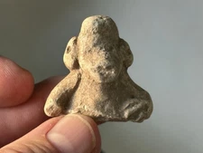 NICE PRE-COLUMBIAN HUMAN EFFIGY CLAY FIGURE HEAD FROM MEXICO STATUE IDOL DOLL