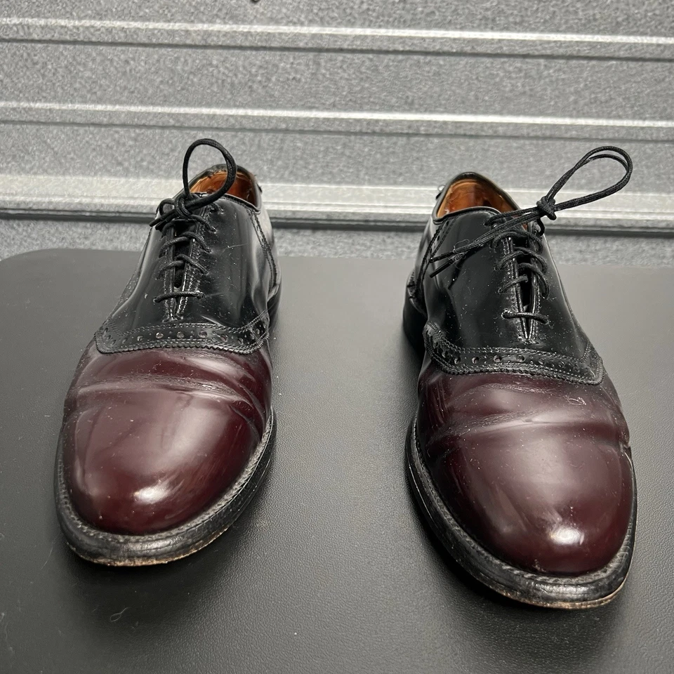 Oxford Allen Edmonds Shelton Borgoña Negro 2 Tonos Cuero Con Cordones Para Hombres 9 D 8222 Foto 3 de 4