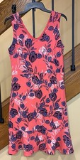Banana Republic Dress Sleeveless V Neck Flounce Hem Coral Blue Floral SZ. 4