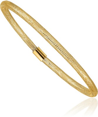 10K massives Gelbgold Stretch Popcorn Mesh Kette Armband