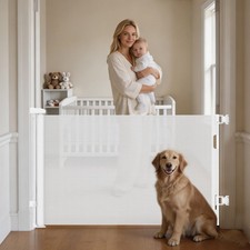 Retractable Stair Gate for Baby & Dogs Extra Wide Mesh Baby Gate for Stairs and