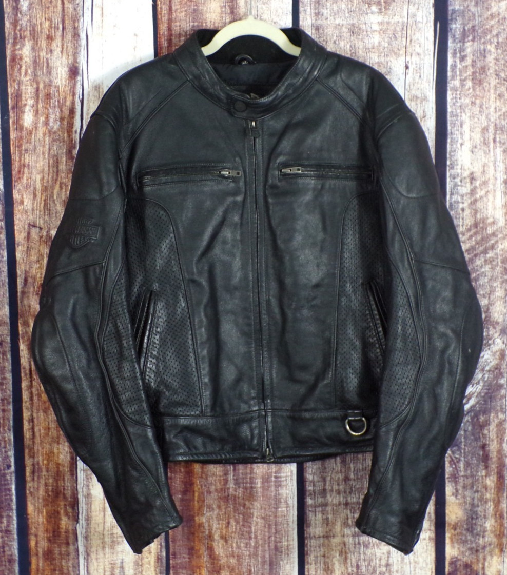 Vintage Harley Davidson Black Leather Jacket Men's Size XL