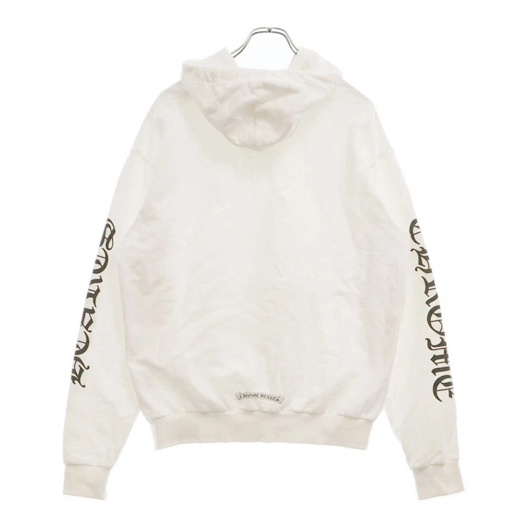 Felpa con cappuccio pullover Chrome Hearts SWTSHRT PLVR manica stampa inglese bianca usata bf82c