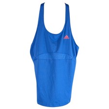 Adidas Climalite Racerback Tank Top Womens Medium Built In Bra Solid Blue Pink