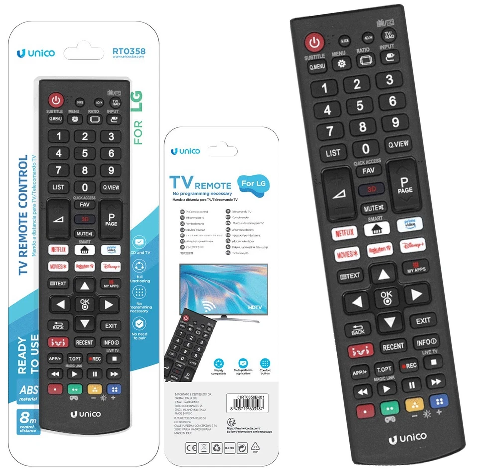 TELECOMANDO UNIVERSALE COMPATIBILE CON TV LG TOP QUALITY GARANZIA ITALIA  