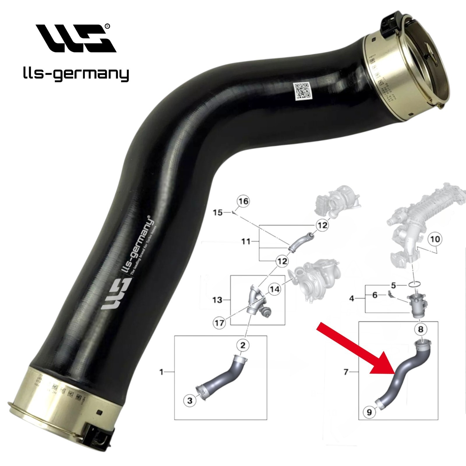 2x Air Intake Hose for BMW 5er F10 F11 525 D/Xdrive 11617810615 11617810796