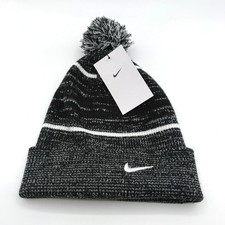 Nike Peak Beanie Men One Size Black Pom Pom Knit Swoosh Logo Winter Hat NEW