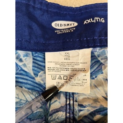 Vintage Old Navy Mens Board Shorts Blue White Tropical Floral Swim
