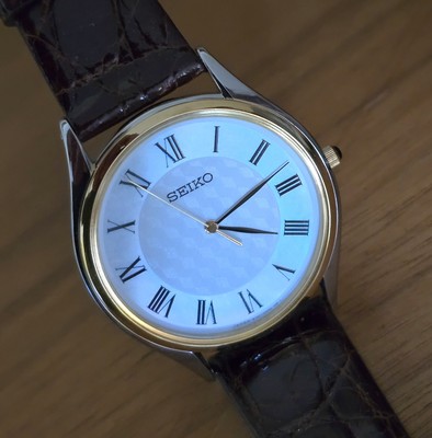 《NEUWERTIG》Seiko Dolce Exceline SACM152 ~ Perlmutt Zifferblatt + braunes Krokoarmband