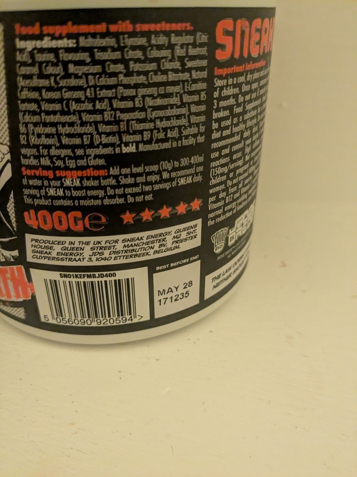Sneak Energy Judge Dredd Mega Berry Zero Sugar Energy & Focus Powder ...