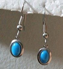 925 Dainty Simple Turquoise Dangle Earrings Elegant Petite Drop Pierced Earrings