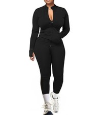 Piece Outfits Women Tracksuit Sets Long Sleeve Zip Up Jacket  Leggings for G...