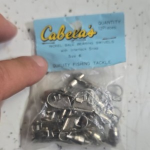 Cabela's Nickel Ball Bearing Swivels w/ Interlock Snap, Size 6, 12 Pack