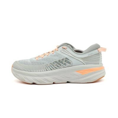Hoka One Damen Bondi 7 Sneaker Grau Pfirsich Mesh Low-Top Laufschuhe EU 40 2/3