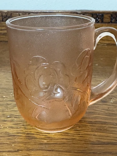 Vintage Arcoroc France Rosaline Pink Glass Mugs Set of 6