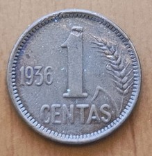 LITHUANIA 1 CENTAS 1936 BRONZE COIN COMBINE FOR FREE!!!