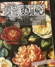 Iron Orchid Designs IOD  Collage De Fleurs Transfer - Eight 12x16 Sheets