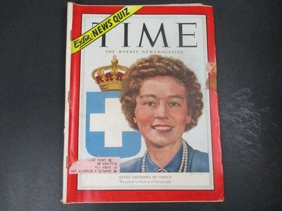 VTG Time Magazine October 26, 1953 Vol 62 No. 17 Queen Frederika of Greece