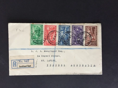 NEW ZEALAND 1936 CONGRESS SET ON REGISTERED FDC COVER TO AUSTRALIA