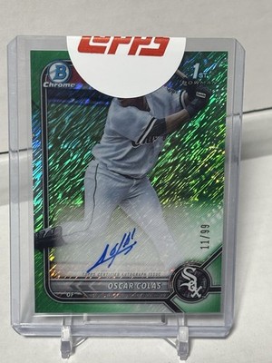 Oscar Colas 2022 Bowman Chrome Green Shimmer Refractor AUTO/99 Sealed redemption