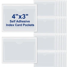 Chinco 30 Pcs Self Adhesive Pockets, Bin Labels for Storage Bins, Clear Pocket