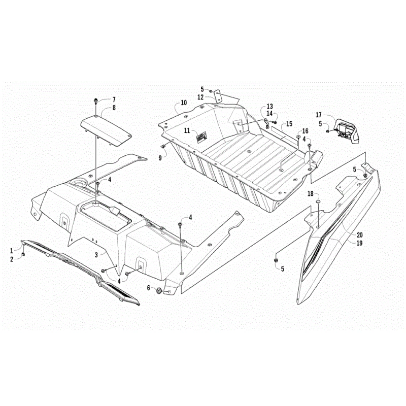 2013-2015 Arctic Cat Wildcat 1000 原始设备制造商后驱动挡泥板银色 5506-149 — 第 2/2 张图片