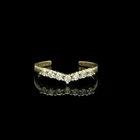 0.10 Ct Natural Moissanite V-Shape Fancy Toe Ring Yellow Gold Plated Silver