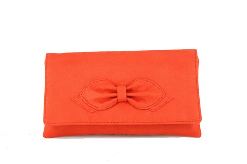 Gorgeous Faux Suede Bow Clutch/Shoulder Bag Wedding Prom Bag Medium Size - Picture 19 of 21