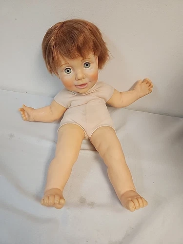 Vintage 1986 Hasbro J Turner Real Baby Doll 20" Weighted Baby  Doll Red Hair
