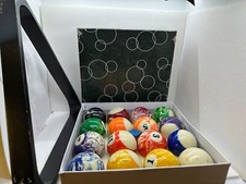 Sportcraft Pool Billiard Complete Set Marbled 16 Balls  Rack With Original Box