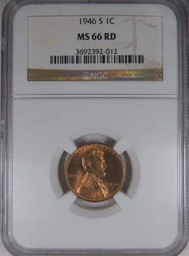 1946-S 1C NGC MS 66 RD Lincoln Wheat Cent [012]