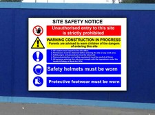 Construction Site Safety Notice - Site Warning Signs - 5mm Foamex Plastic - SS5