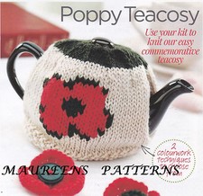 Knitting Pattern To MAKE a 2 Cup Poppy Tea Pot Cosy 33cm x 10cm Use Oddmemts DK