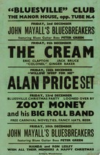 CREAM / ERIC CLAPTON Concert Poster Bluesville Club London 1966 18"x12" reprint