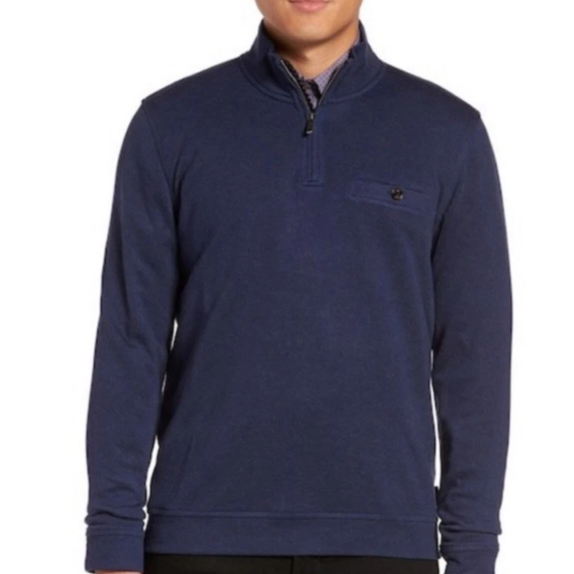 TED BAKER Valerio Pullover Quarter Zip Sweater Navy Blue {EE10}