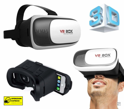 VISORE VR BOX 3D REALTÀ VIRTUALE VIDEO OCCHIALI PER SMARTPHONE IOS E ANDROID - Foto 1 di 9