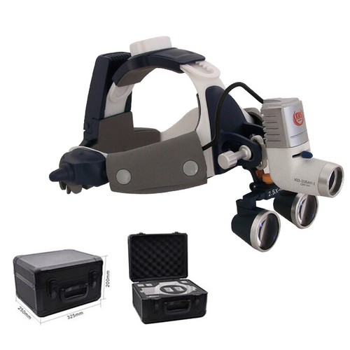 5W Dental Leather Headband KD-205AY-2 LED Headlight+2.5X420mm Loupes+AL-Case CE - 第 1/24 張圖片