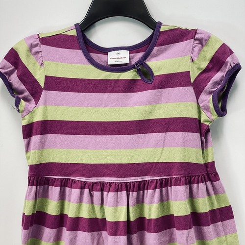 Hanna Andersson Girls Size 140 US 10 Stripe Play Dress Pink Green Short Sleeve - Picture 2 of 6
