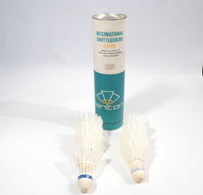 Vintage 1970s Carlton Badminton Shuttlecocks Fiber Can With 8 Used Shuttlecocks