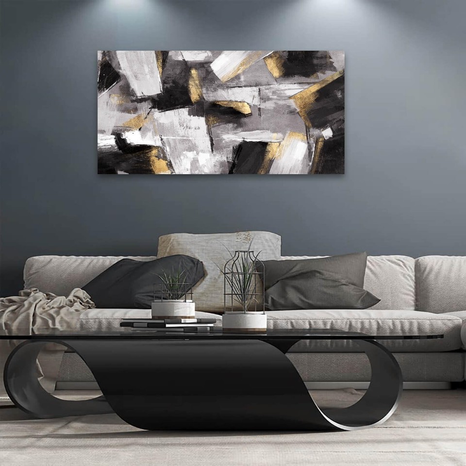 Neutral Gold Wall Art Black And Gold Canvas Wall Decor Framed Abstract