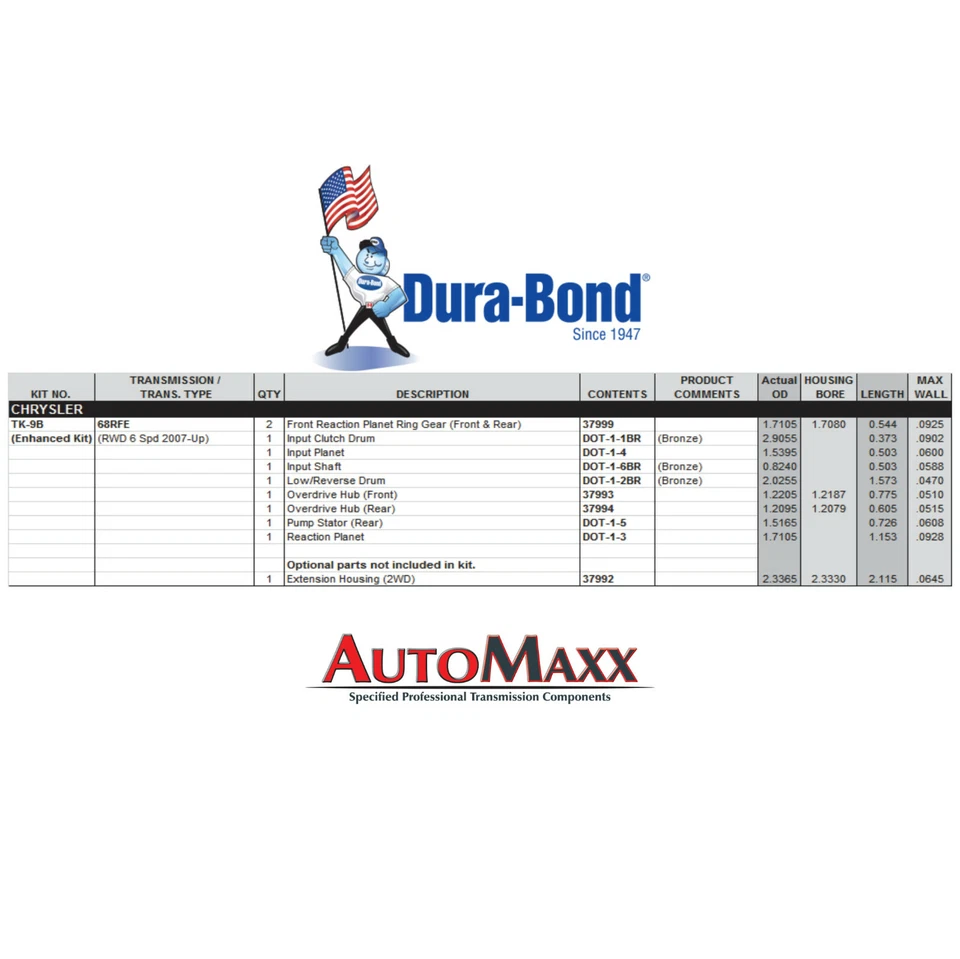 Kit de bujes premium de 10 piezas para Dodge 68RFE 6,7 L Cummins diésel de Dura-Bond Foto 2 de 2