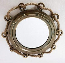 16 inch Porthole Aluminium Antique Brown Finish Port Mirror Wall Hanging Mirror