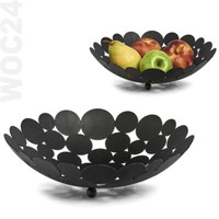 29 Cm Obstschale Metall Tisch Deko Schale Teller Rund Brotkorb Obstkorb Schwarz